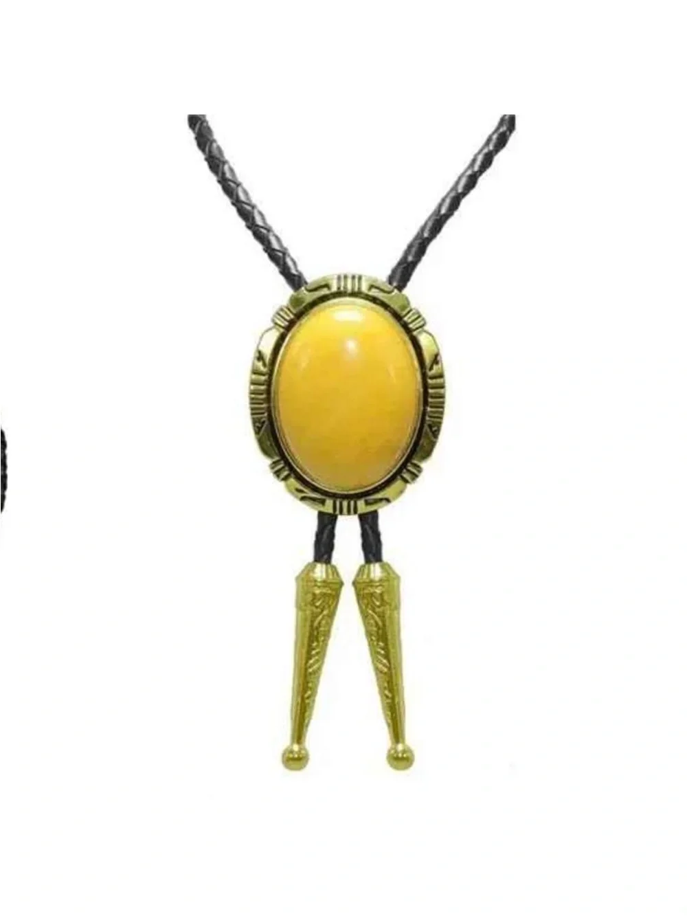 BOLO Tie Natural Colors Stone Western Celtic Yellow Stone Golden
